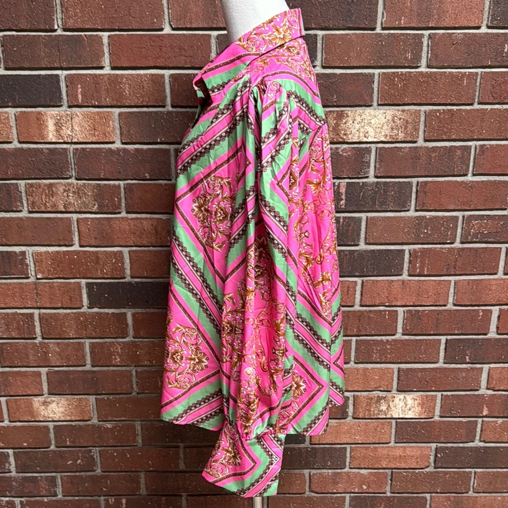 Koandaily Vibrant Scarf Print Blouse Size XL - Picture 7 of 13